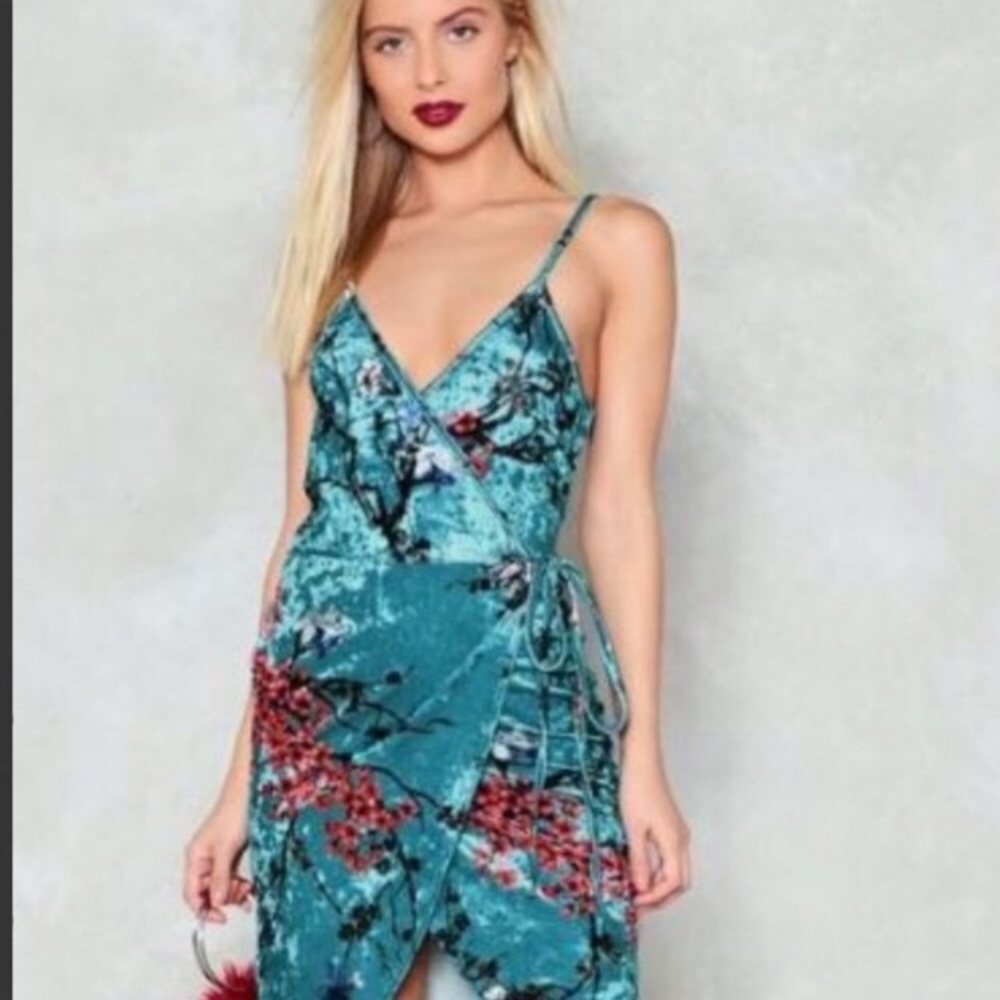 Nasty Gal Velvet Wrap Dress